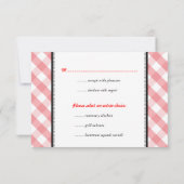Rosa Gingham Land rustikale Hochzeitsreaktion uAwg RSVP Karte (Rückseite)