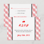 Rosa Gingham Land rustikale Hochzeitsreaktion uAwg RSVP Karte (Vorne/Hinten)