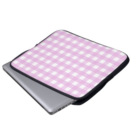 Rosa Gingham Laptopschutzhülle (Vorne Knopf)