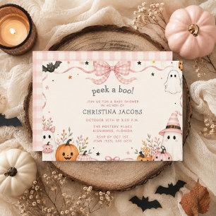 Rosa Gingham Little Boo Halloween-Baby-Party  Einladung