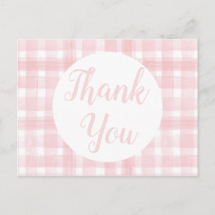 Rosa Gingham Lorbeerkranz Postkarten