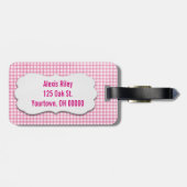 rosa Gingham mit abgeschrägtem Etikett Gepäckanhänger (Rückseite horizontal)