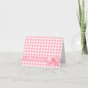 Rosa Gingham mit Bow Napkins Dankeskarte