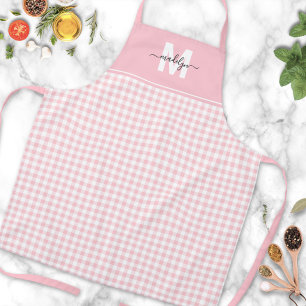 Rosa Gingham mit individuellem Namen Schürze