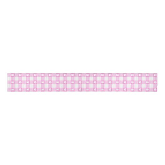 Rosa Gingham mit Paw Prints Ripsband (Vorderseite)