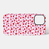 Rosa Gingham mit roten Herzen iPhone Hülle (Rückseite (Horizontal))