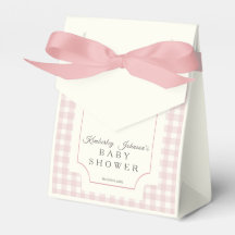 Rosa Gingham mit Schleife Baby Shower
