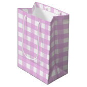 Rosa Gingham Mittlere Geschenktüte (Vorderseite Schrägansicht)