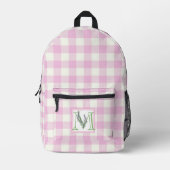 Rosa Gingham-Monogramm-Buchstaben M Bedruckter Rucksack (Vorderseite)