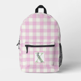 Rosa Gingham-Monogramm-Buchstaben X Bedruckter Rucksack