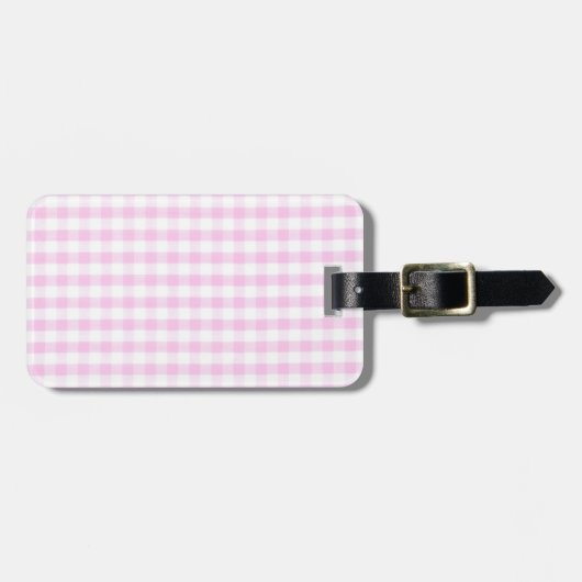 Rosa Gingham-Muster Gepäckanhänger (Vorderseite horizontal)