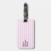 Rosa Gingham-Muster Gepäckanhänger (Rückseite vertikal)