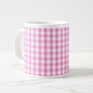 Rosa Gingham-Muster Jumbo-Tasse