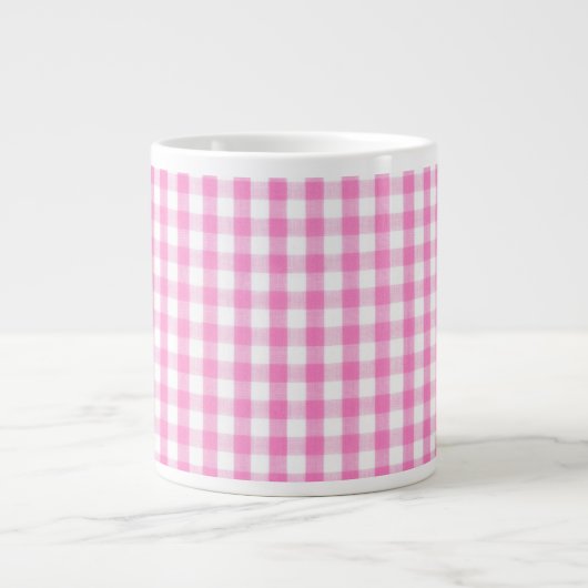 Rosa Gingham-Muster Jumbo-Tasse (Vorderseite)