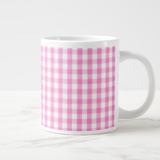 Rosa Gingham-Muster Jumbo-Tasse (Rechts)