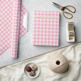 Rosa Gingham-Muster Mädchenhaft Kariert Kariert Geschenkpapier