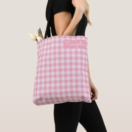 Rosa Gingham-Muster Mädchenhaft Kariert Karomuster Tasche
