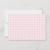 Rosa Gingham-Muster mit Schleife Dankeskarte (Rückseite)