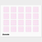 Rosa Gingham-Muster Quadratischer Aufkleber (Blatt)