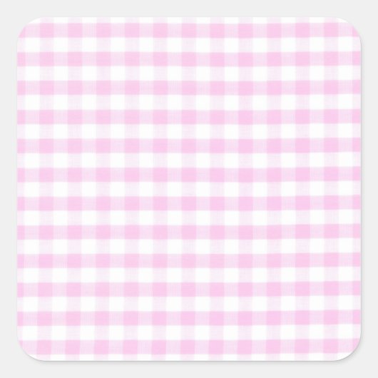 Rosa Gingham-Muster Quadratischer Aufkleber (Vorderseite)