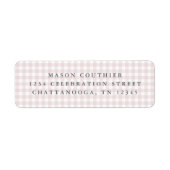 Rosa Gingham-Muster-Rücksendeadresse (Vorne)