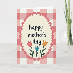 Rosa Gingham Muttertagskarte Karte