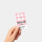 Rosa Gingham-Namensband | Personalisierter Ausweis (Handheld)