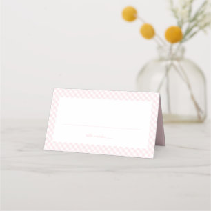 Rosa Gingham niedliche kleine Babydusche Platzkarte