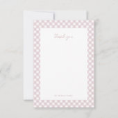 Rosa Gingham niedliche personalisierte Babydusche Dankeskarte (Vorderseite)