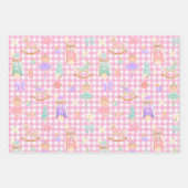 Rosa Gingham-Nussknacker-Geburtstag Geschenkpapier Set (Vorderseite 2)