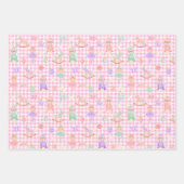 Rosa Gingham-Nussknacker-Geburtstag Geschenkpapier Set (Vorderseite)