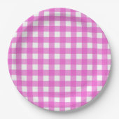 Rosa Gingham Pappteller (Vorderseite)