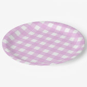 Rosa Gingham Pappteller (Schrägansicht)