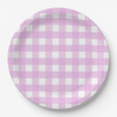 Rosa Gingham Pappteller (Vorderseite)