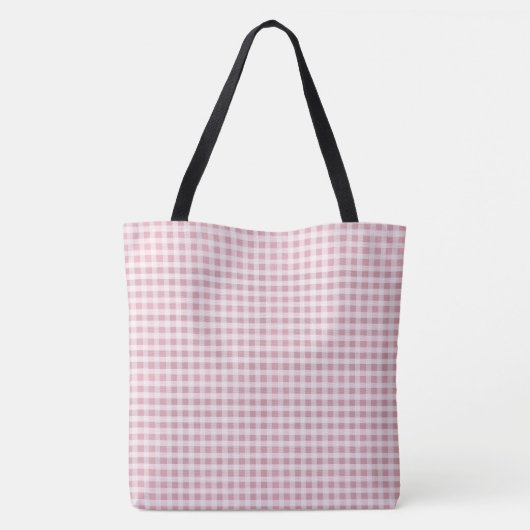 Rosa Gingham-personalisierte NamensTaschen-Tasche Tasche (Rückseite)