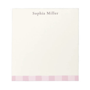 Rosa Gingham personalisiertes Cottage Notizblock