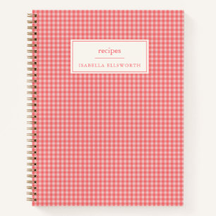 Rosa Gingham personalisiertes Rezeptname Notizblock