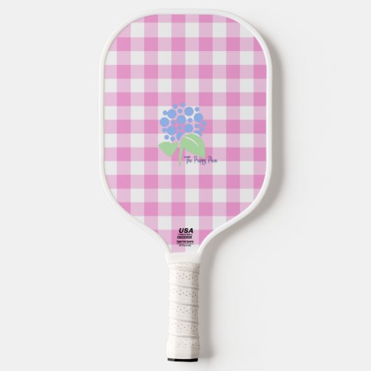 Rosa Gingham Pickleball Schläger (Rückseite)