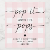 Rosa Gingham Pop Es, wenn sie Pop für Weinetikett (Einzelnes Label)