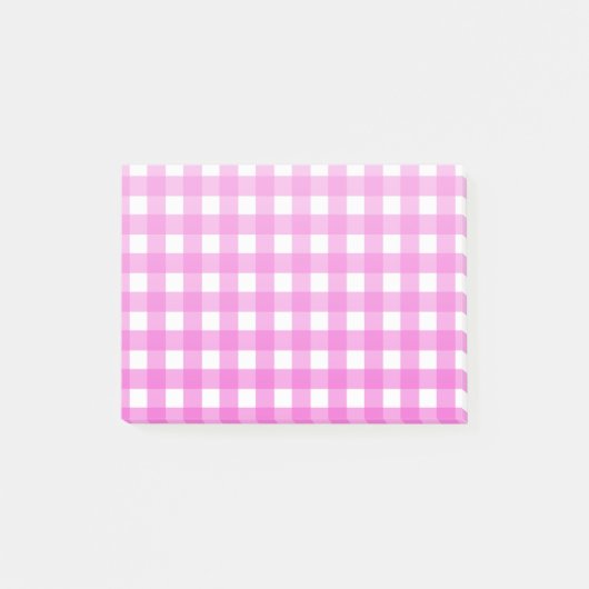 Rosa Gingham Post-it Klebezettel (Vorderseite)