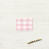 Rosa Gingham Post-it Klebezettel (Auf Schreibtisch)