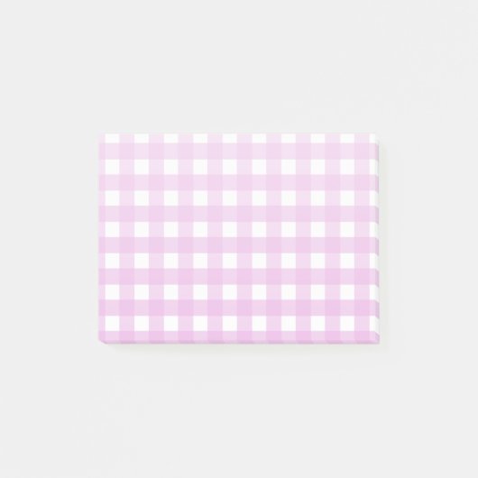 Rosa Gingham Post-it Klebezettel (Vorderseite)