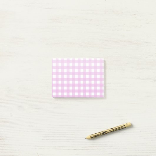 Rosa Gingham Post-it Klebezettel (Auf Schreibtisch)
