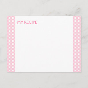 Rosa Gingham Recipe Cards Postkarte