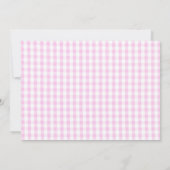 Rosa Gingham Regenschirm Babydusche Einladungen (Rückseite)