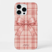 Rosa Gingham-Satin-Schleife iPhone Hülle (Rückseite)