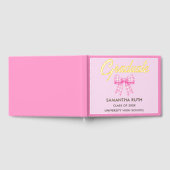 Rosa Gingham-Schleife Abschlussfeier Gästebuch (Voll)