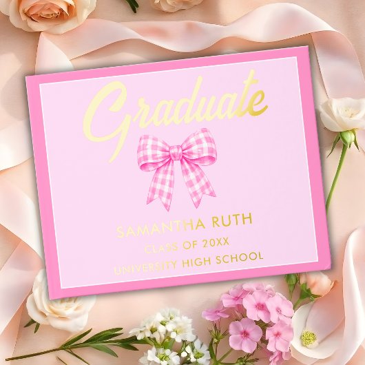 Rosa Gingham-Schleife Abschlussfeier Gästebuch