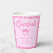 Rosa Gingham-Schleife Abschlussfeier Pappbecher (Vorderseite)