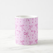 Rosa Gingham-Schleife Ästhetik-Tasse Kaffeetasse (Mittel)